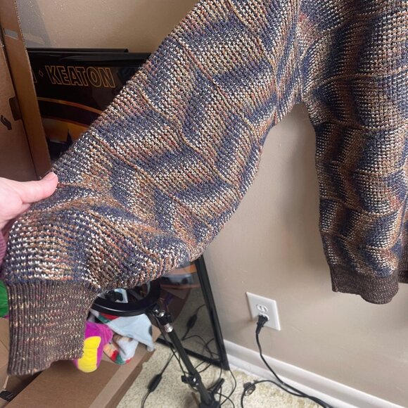 VTG 90s Jos A Bank Sweater Men Large Geometric Grandpa Hipster Italy Pullover Z - Picture 7 of 9